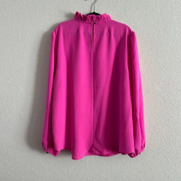 NWT Pink Ruffle Neck Medium Blouse - Picture 2 of 4